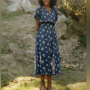 Christy Dawn The Beverly Dress Floral Polka Dot Elastic Waist Boho Cottage Core